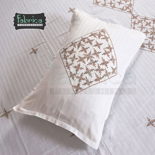 Fabby Royal White Designer Embroider King size Bed sheets