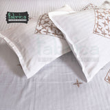 Fabby Royal White Designer Embroider King size Bed sheets