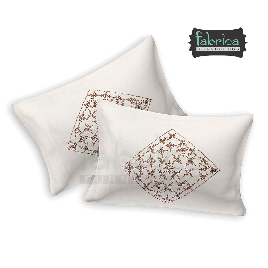 Fabby Royal White Designer Embroider King size Bed sheets