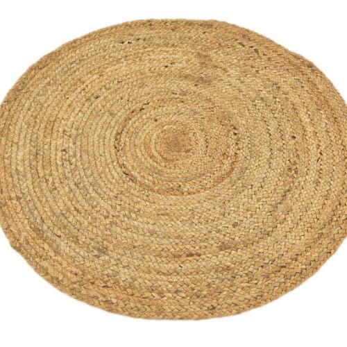 Handmade Braided Jute Rug in Round with Small Circle Pattern