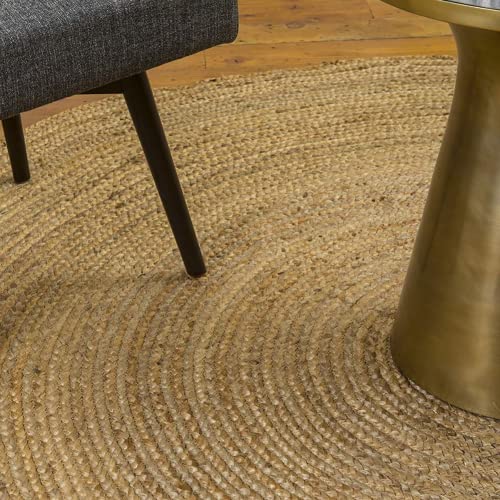 Handmade Braided Jute Rug in Round with Small Circle Pattern