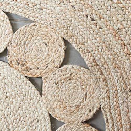 Handmade Braided Jute Rug in Round with Small Circle Pattern
