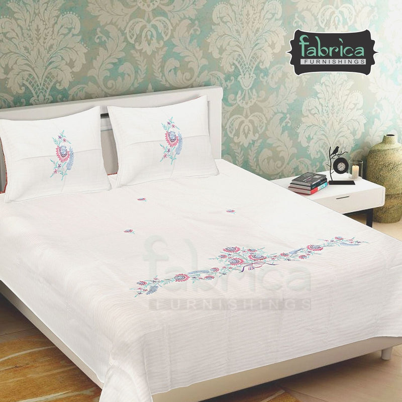 Royal Superfine Cotton Embroidered Double Bed King Size Bed Sheets