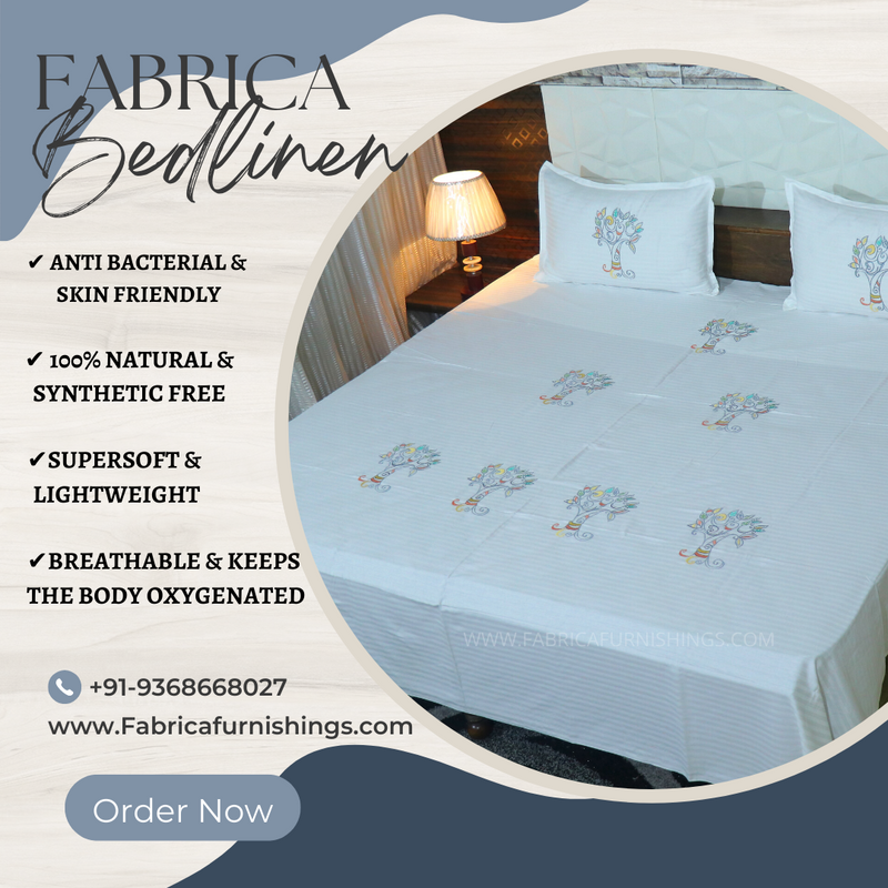 Fabby Home Designer kingsize Embroidered Bedsheet