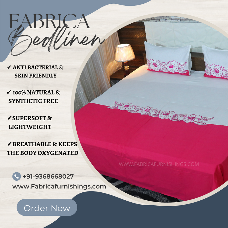 Fabby Decor Designer Embroidered king Size Bed Sheets
