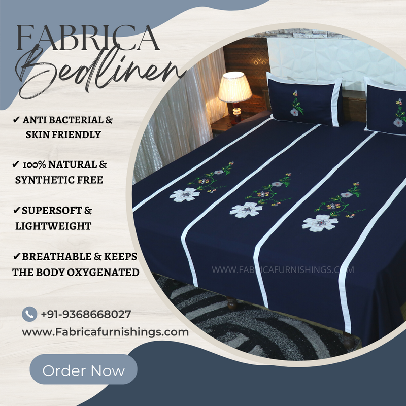 Fabby Decor Classic Embroider Cotton Designer King Bed Sheets