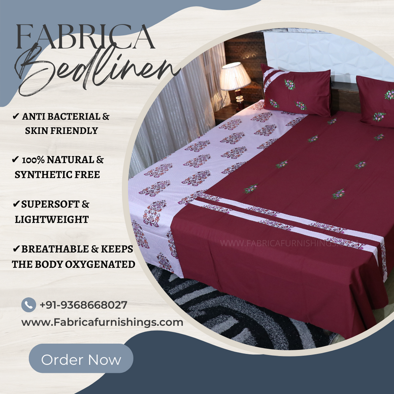 Fabby Decor Designer Embroidered king Size Bed Sheets
