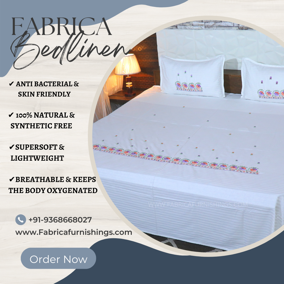 Fabby Decor Classic Embroider Cotton Designer King Bed Sheets
