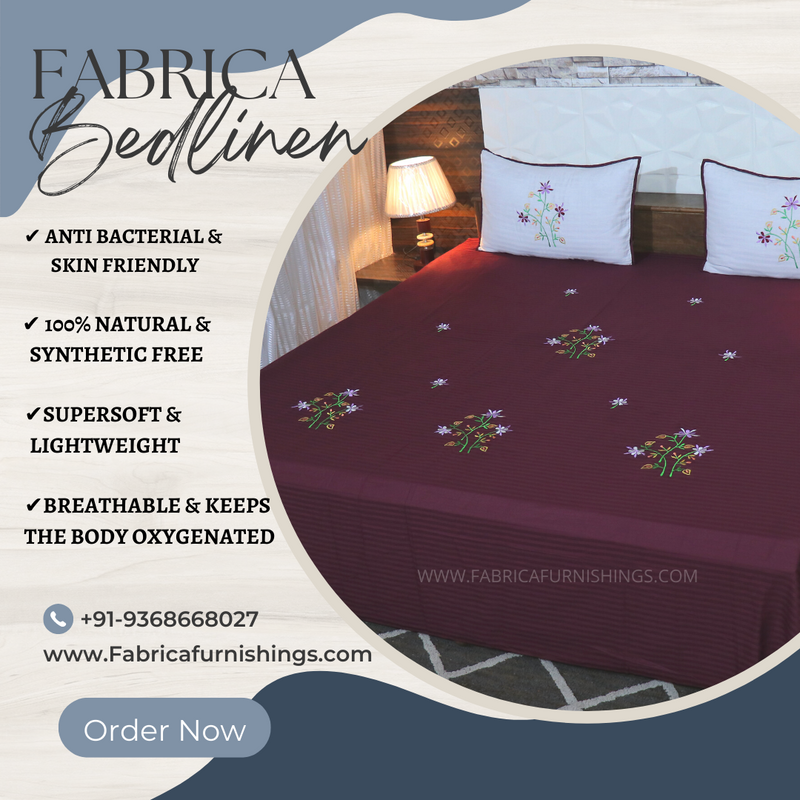 Fabby Home Designer Kingsize Embroider Bedsheet