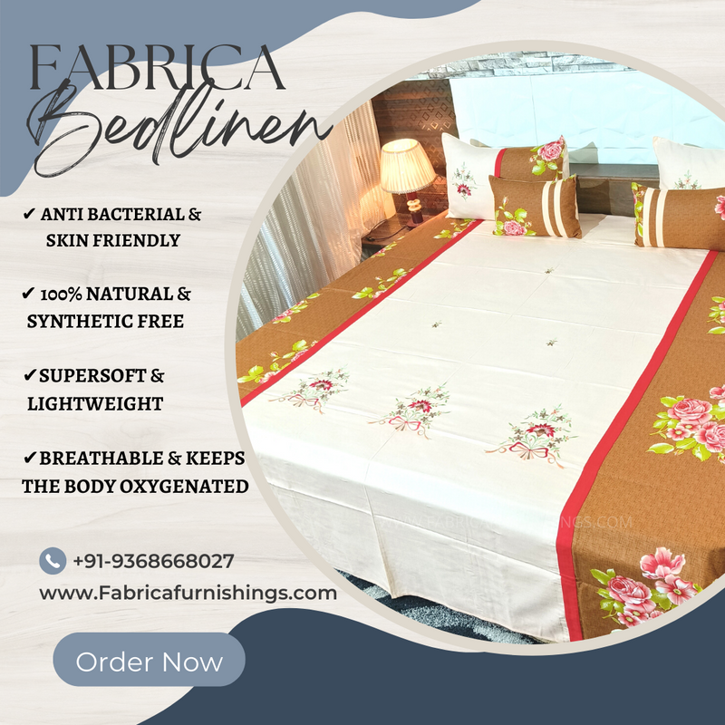 Fabby Royal Designer Embroidery Cotton king Size BedCover Set