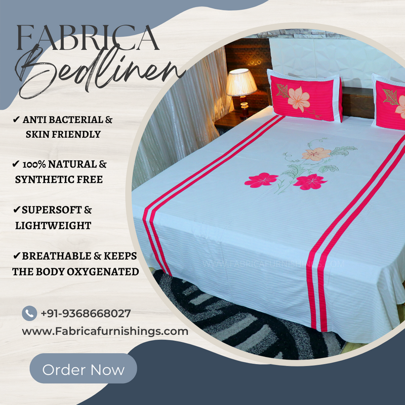 FABBY HOME DESIGNER COTTON KINGSIZE EMBROIDERY/PATCHWORK BEDSHEET