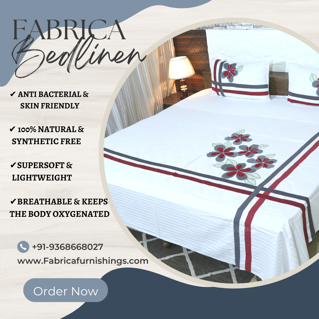 Fabby Decor Classic Embroidery/Patchwork Cotton Designer King Bed Sheets