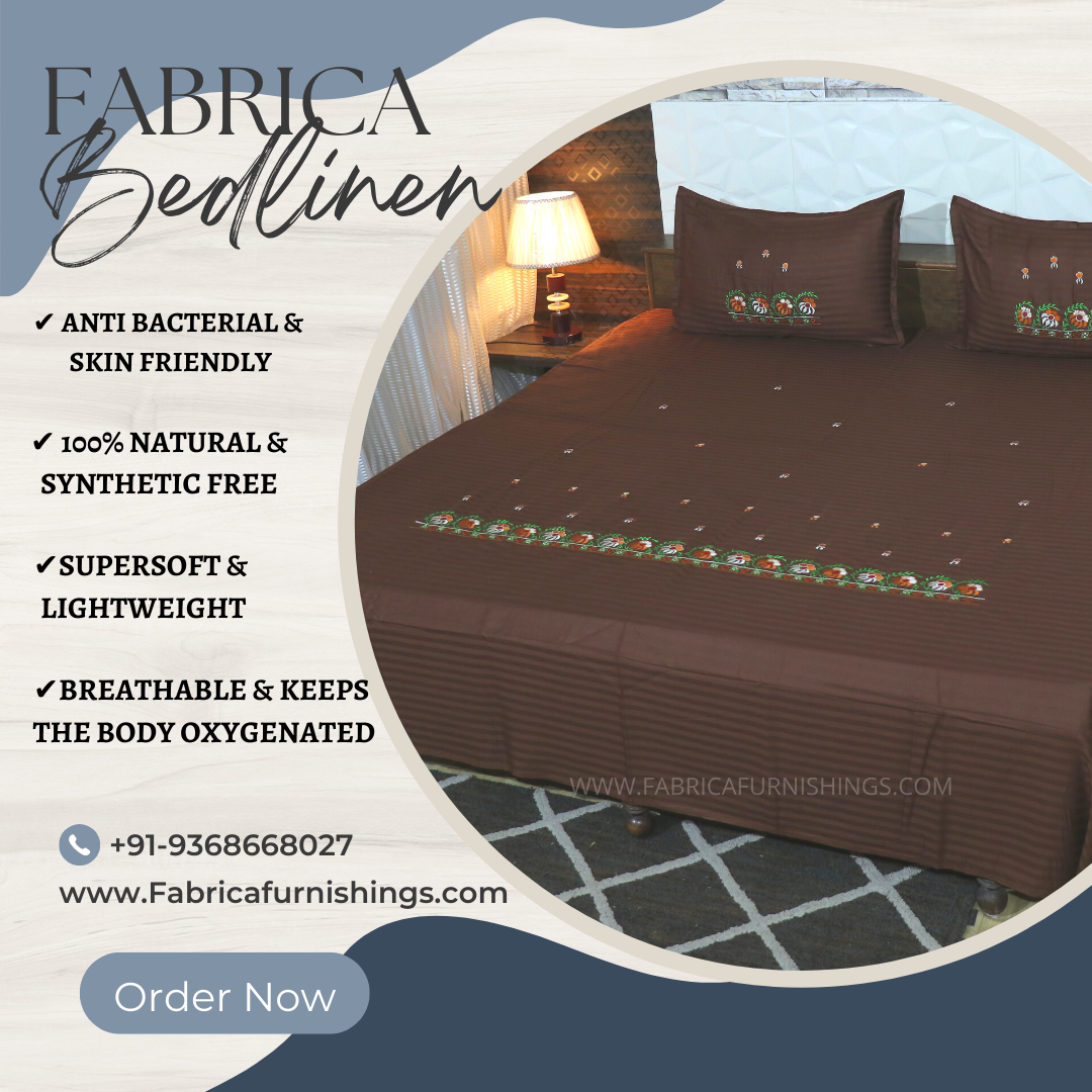 Fabby Decor Classic Embroider Cotton Designer King Bed Sheets