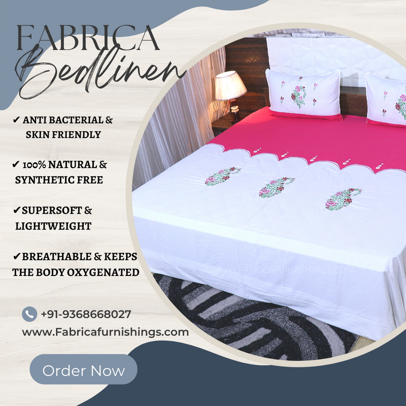 Fabby Decor Designer Embroidered king Size Bed Sheets