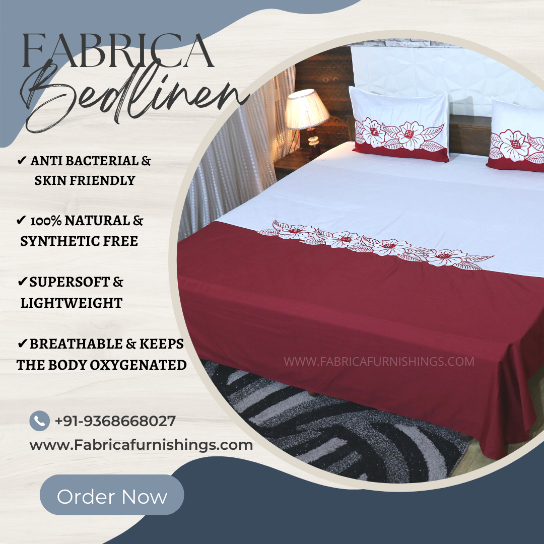 Fabby Decor Designer Embroidered king Size Bed Sheets