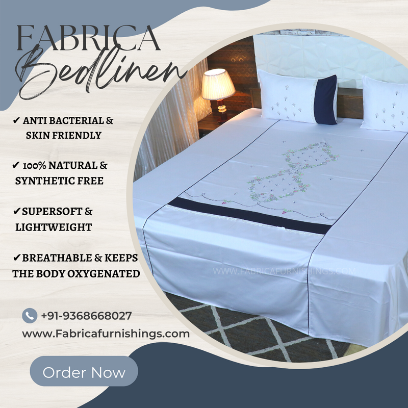 Fabby Decor Classic Embroider Cotton Designer Kingsize BedSheets