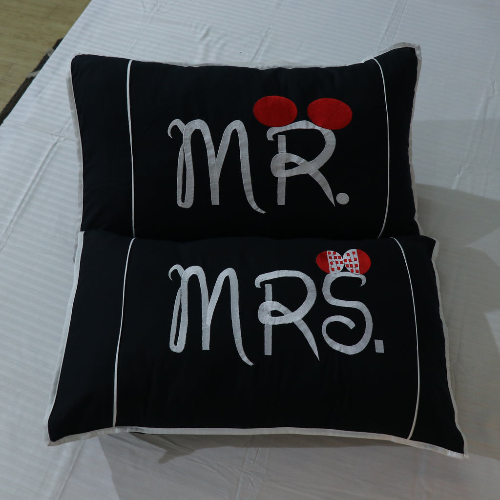 Mr and Mrs Pillow Cover Pair only