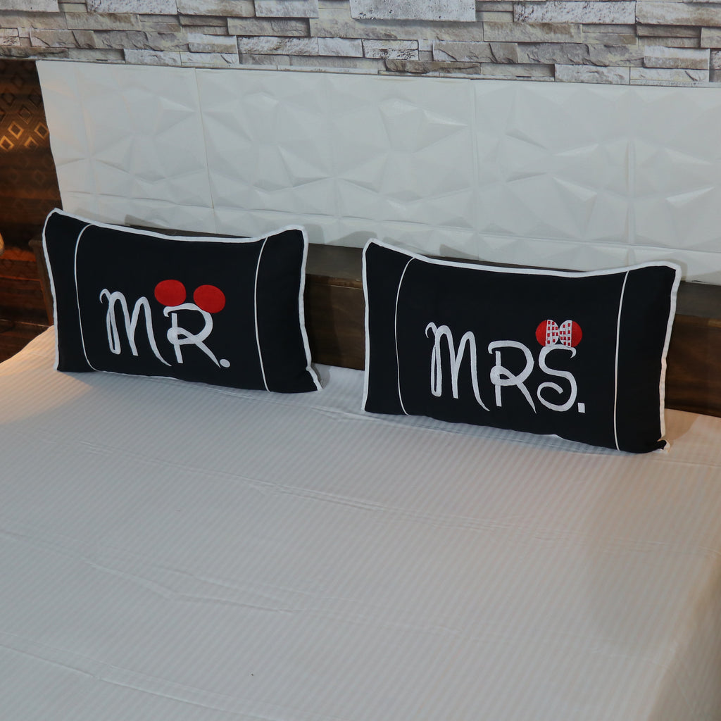 Mr and Mrs Pillow Cover Pair only