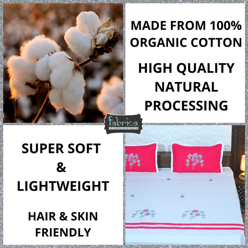Fabby Home Designer Embroidery King Size Bed Sheets