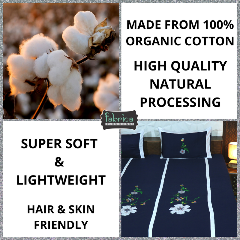Fabby Decor Classic Embroider Cotton Designer King Bed Sheets