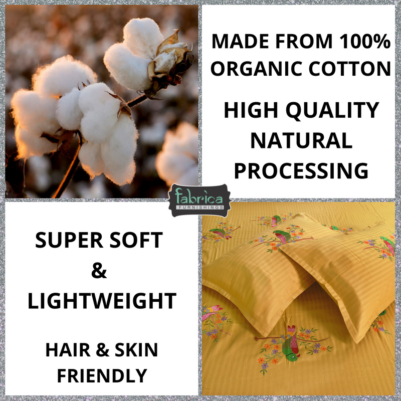 Fabby Parrot Embroider King Size Bed Sheets