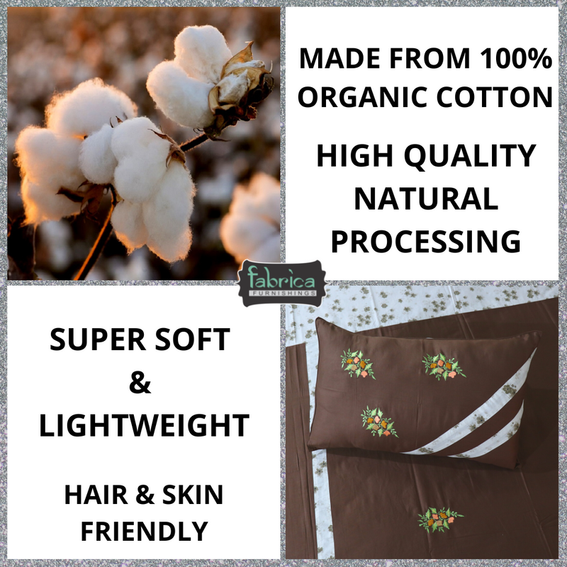 Fabby Decor Cotton Designer Embroidery king Size Bedsheet