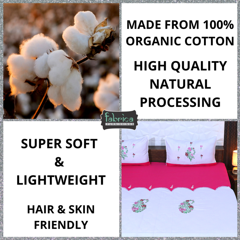 Fabby Decor Designer Embroidered king Size Bed Sheets