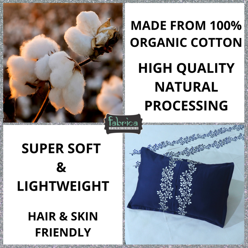 Fabby Decor Cotton Designer Embroidery king Size Bedsheets