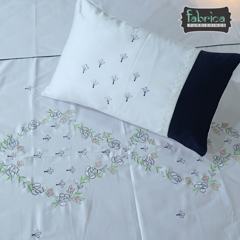 Fabby Decor Classic Embroider Cotton Designer Kingsize BedSheets
