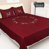 Fabby Peacock Embroider Double Bed King Size Bed Sheets