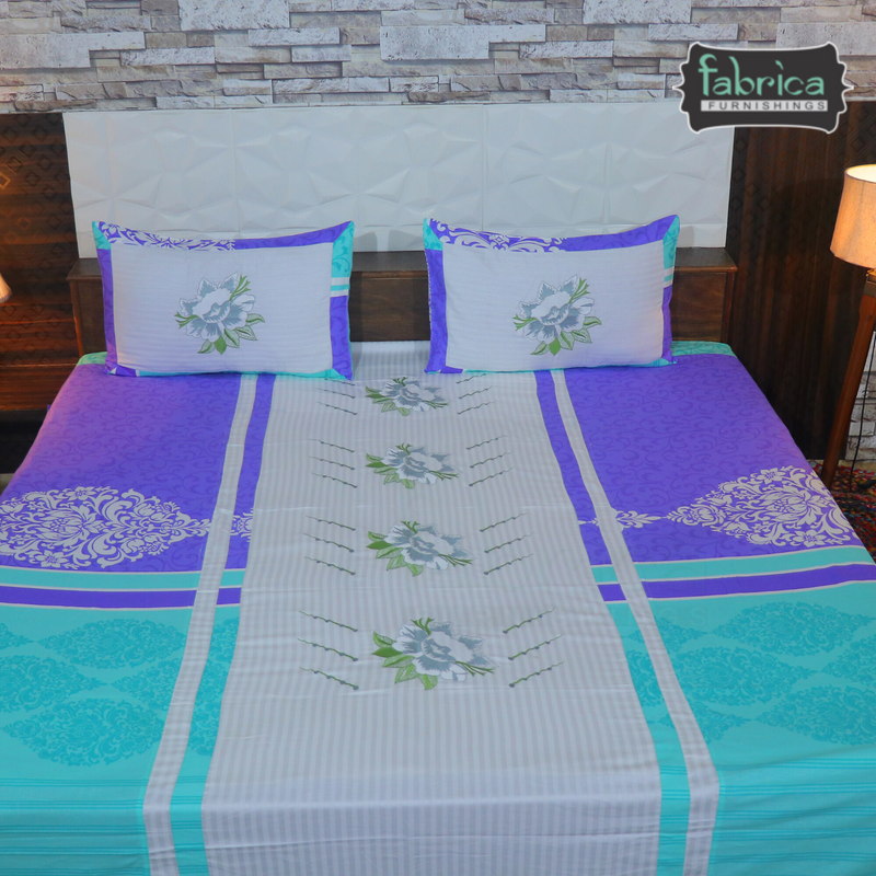 Fabby Decor Designer Embroidered king Size Bed Sheets