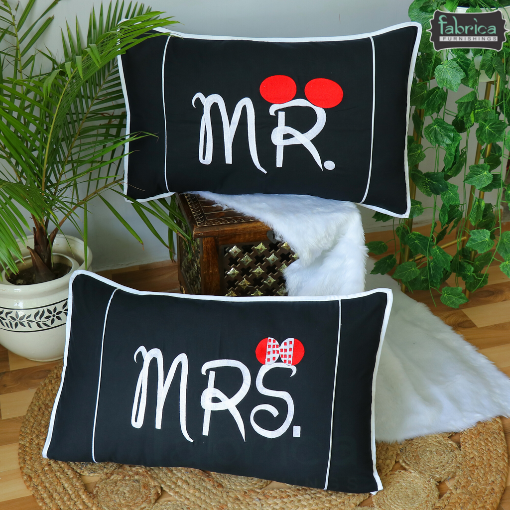 Mr and Mrs Pillow Cover Pair only