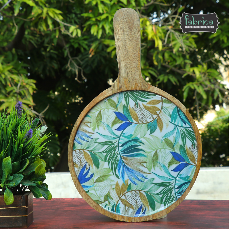 FabFoxx Brown Handmade Wooden Pizza Platter