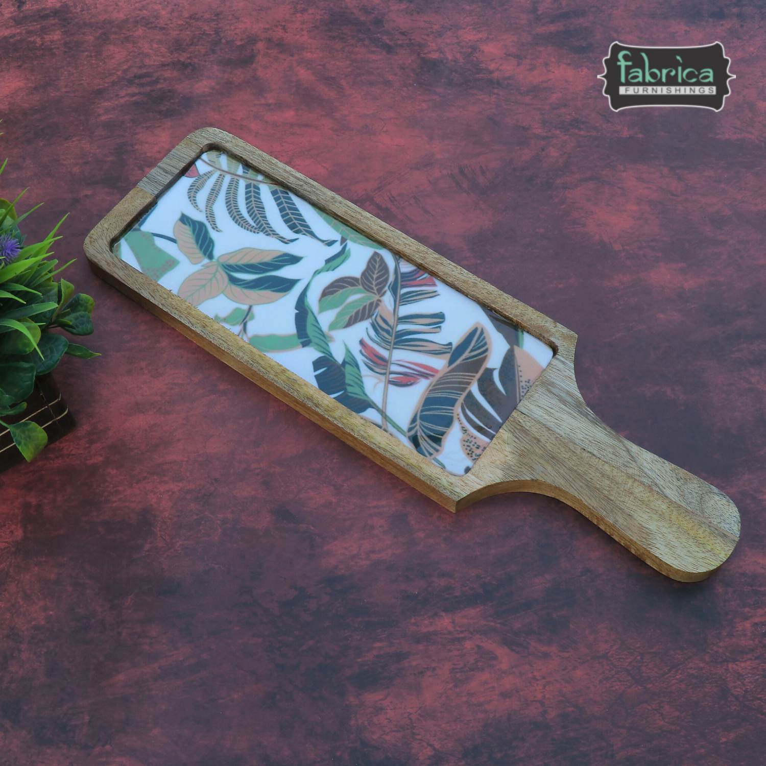 FabFoxx Brown Handmade Wooden Serving Platter