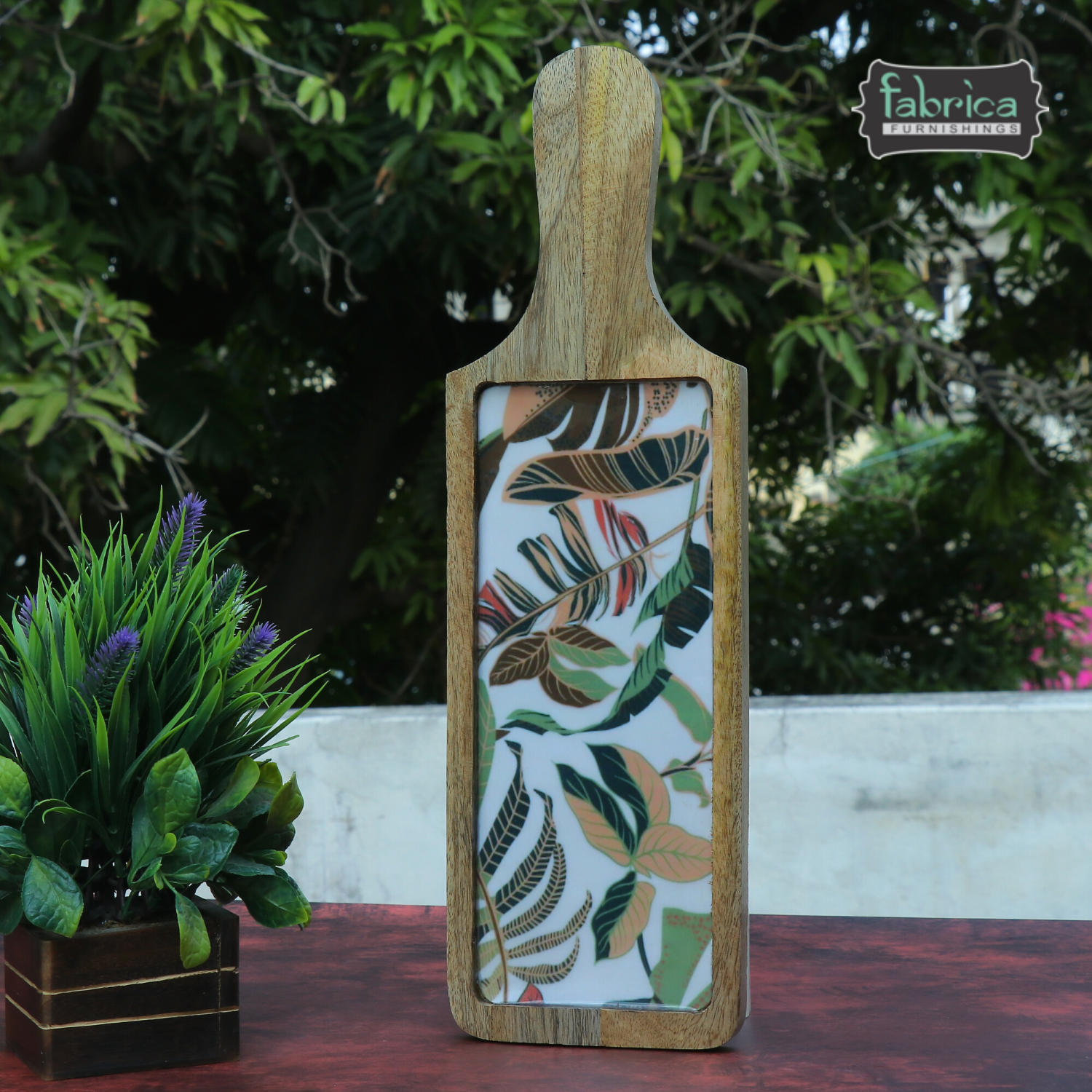 FabFoxx Brown Handmade Wooden Serving Platter