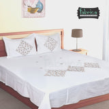 Fabby Royal White Designer Embroider King size Bed sheets