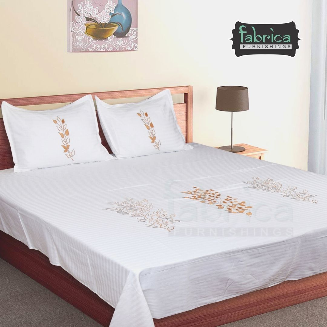 Fabby Home Designer Embroidered Double Bed king Size Bed Sheets