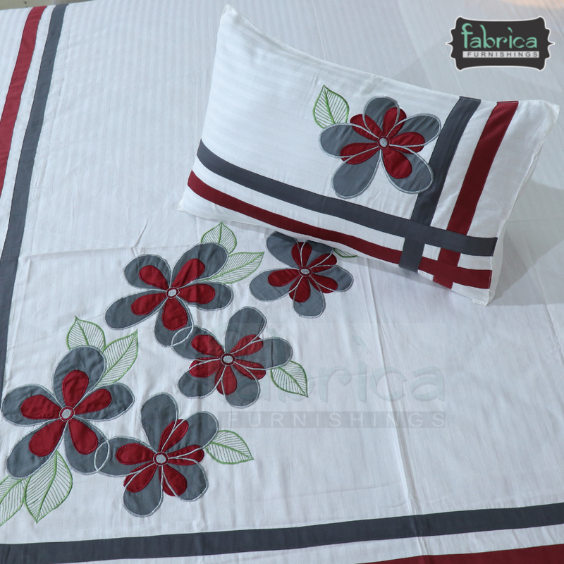 Fabby Decor Classic Embroidery/Patchwork Cotton Designer King Bed Sheets