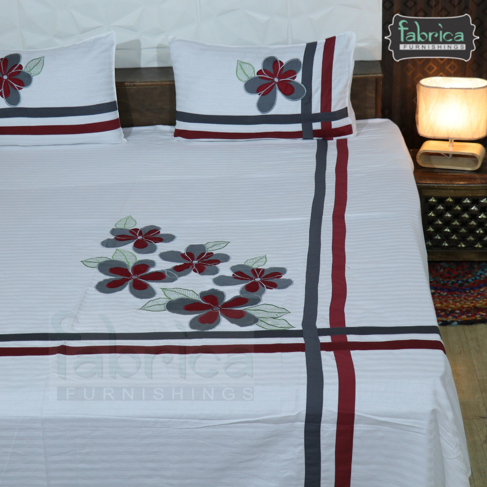 Fabby Decor Classic Embroidery/Patchwork Cotton Designer King Bed Sheets