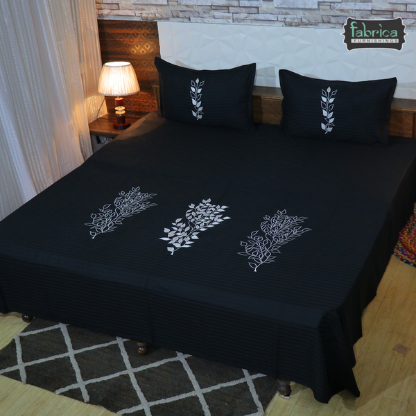 Decor Black Designer Embroider King Size Bed Sheets
