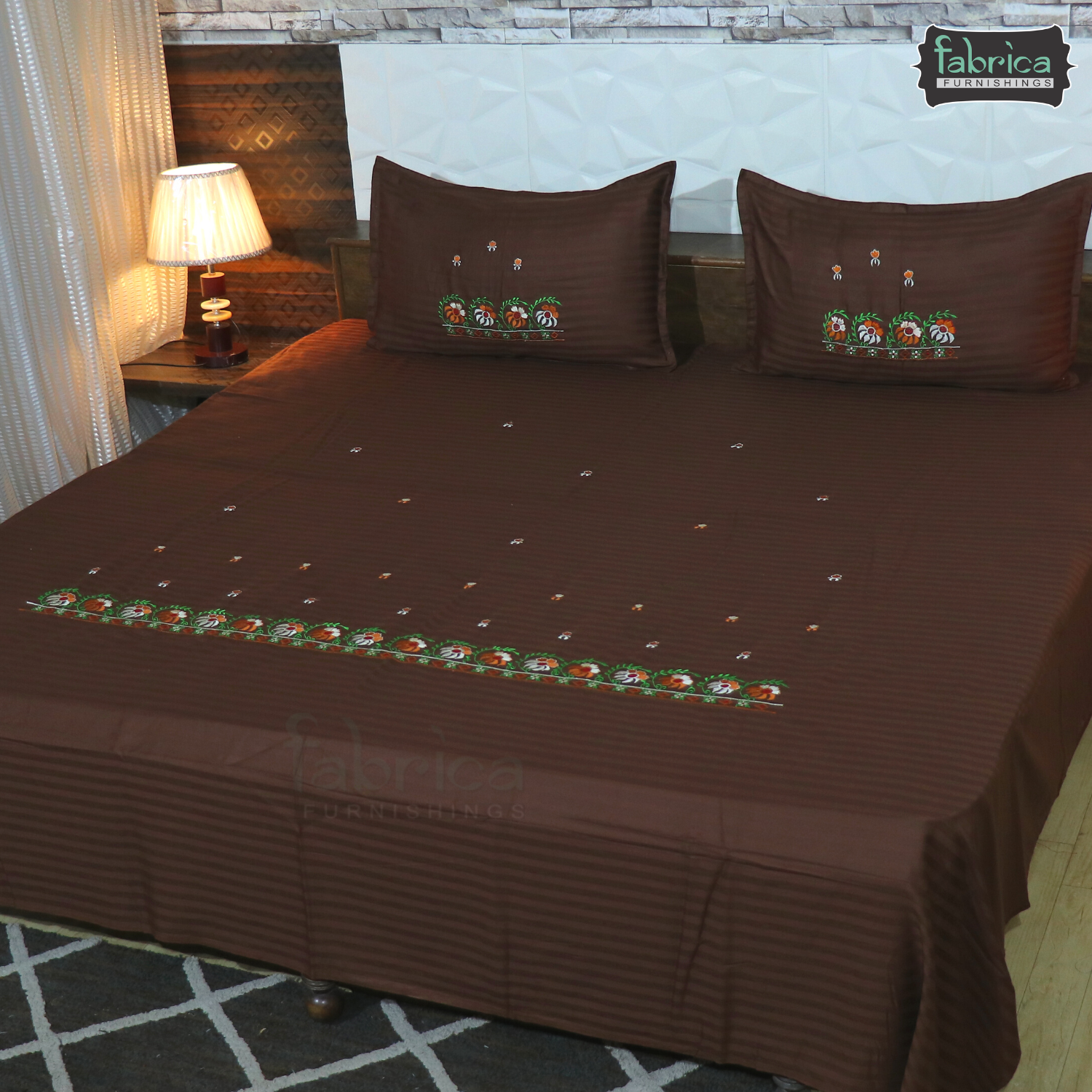 Fabby Decor Classic Embroider Cotton Designer King Bed Sheets