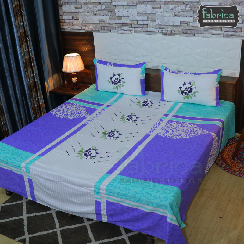 Fabby Decor Designer Embroidered king Size Bed Sheets