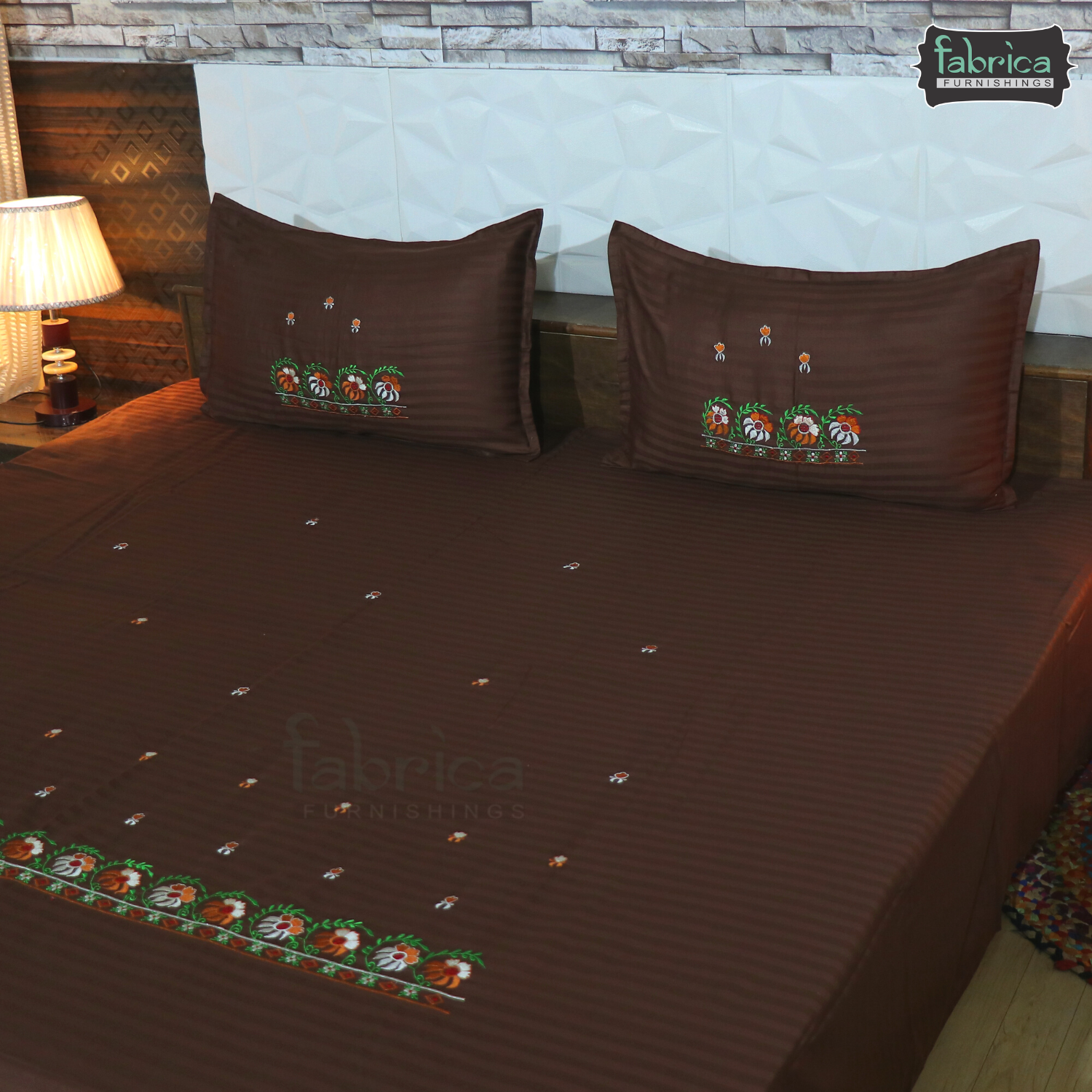 Fabby Decor Classic Embroider Cotton Designer King Bed Sheets