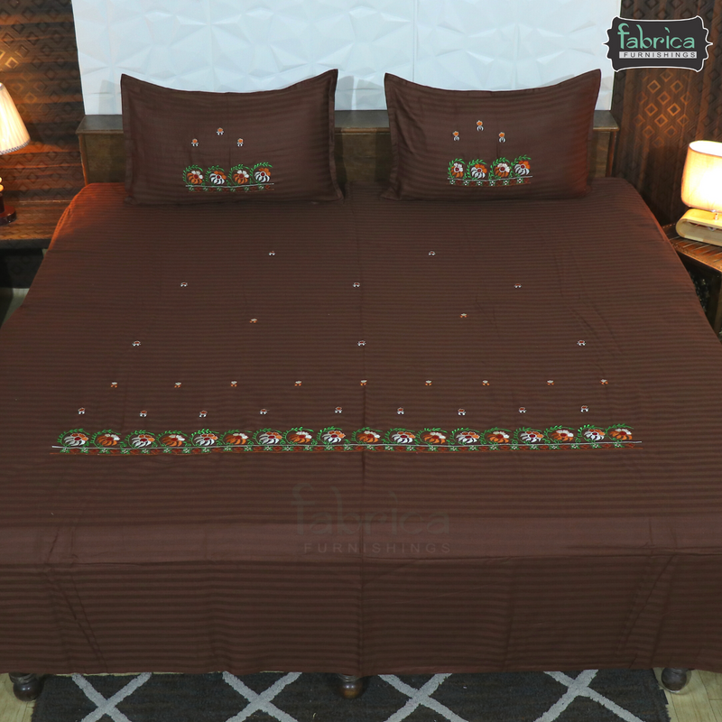 Fabby Decor Classic Embroider Cotton Designer King Bed Sheets