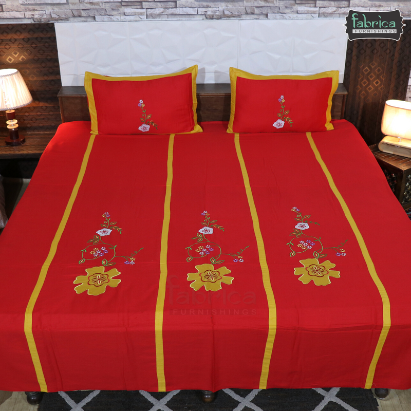 Fabby Decor Classic Embroider Cotton Designer King Bed Sheets