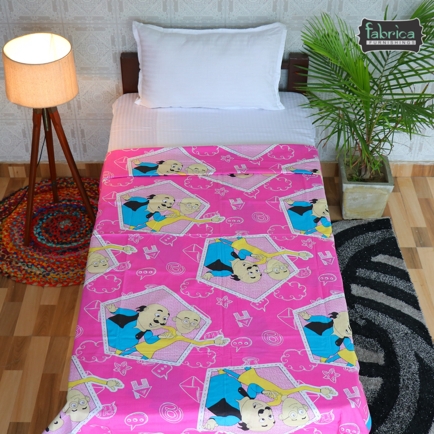 Cotton Cartoon Print Bright Single Duvet Cover Pair