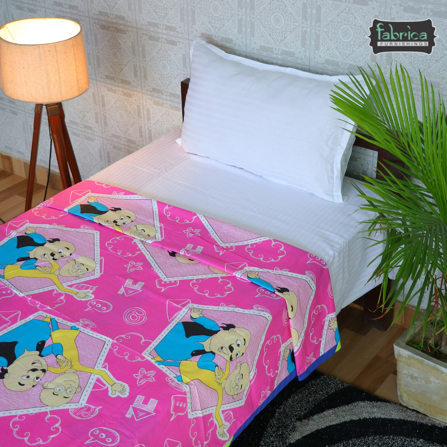 Cotton Cartoon Print Bright Single Duvet Cover Pair