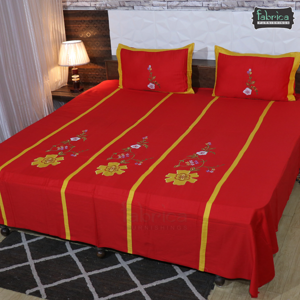 Fabby Decor Classic Embroider Cotton Designer King Bed Sheets