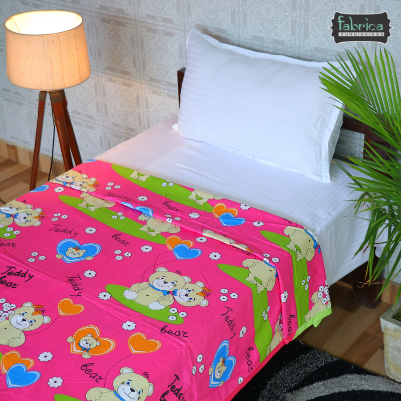 Cotton Cartoon Print Bright Single Duvet Cover Pair