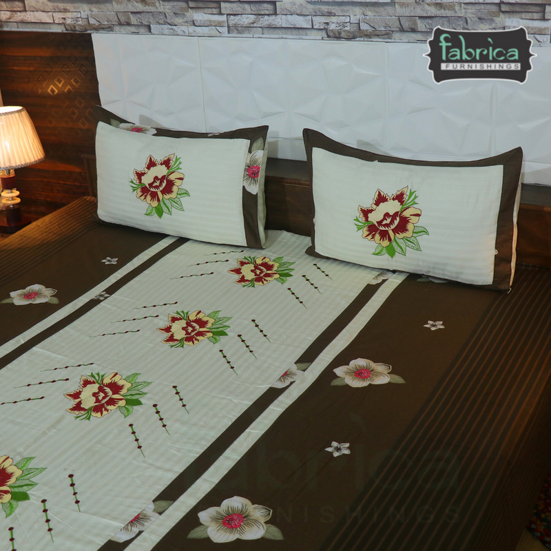 Fabby Decor Designer Embroidered king Size Bed Sheets